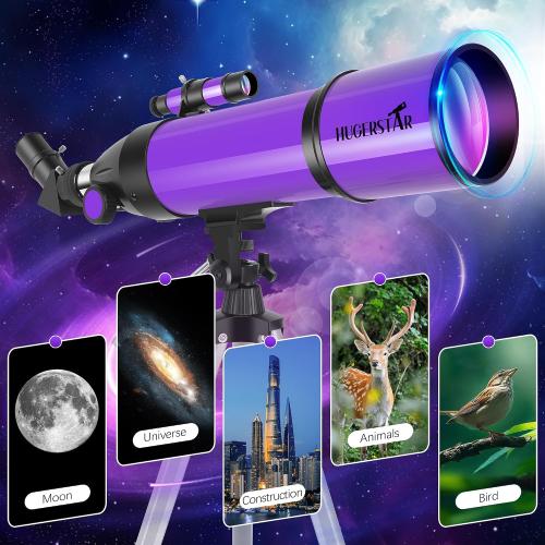 Telescope, Telescope for Adults & Kids & Astronomy Beginners, 80mm Aperture 600mm Portable Refractor Telescopes Fully Multi-Coated Optics with AZ Mount Tripod, Phone Adapter and Moon Filter‼️some accessories maybe missing‼️