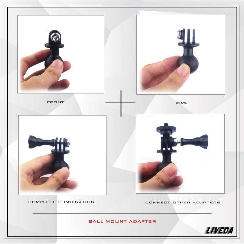 Ball Mount Adapter Compatible Gopro Hero Series/AKASO/SJCAM/DJI/OSMO/Action Camera, Compatible with RAM Ball Head Mounts, Rotating Ball Head Mount with Metal Screws