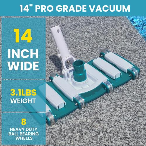 1-1/2 In x 36-Feet Swimming Pool Hose and Vacuum Head with Wheels | Weighted Pool Vac Head, Flexible Swivel Cuff Pool Vacuum Hose, Pool Suction Cleaning Kit for Above Ground and Inground Pools