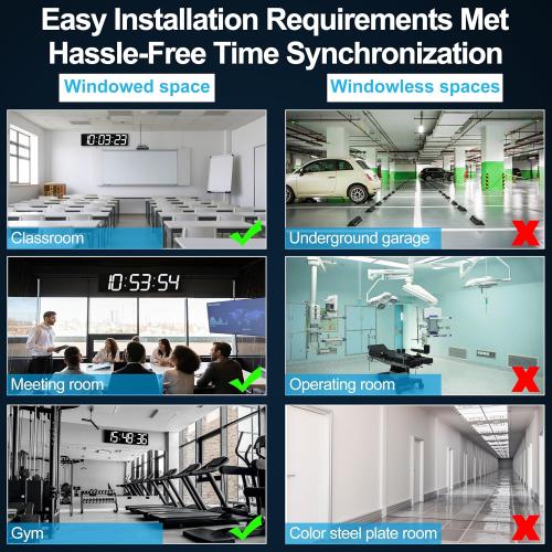 Large Digital Wall Clock 28 with GPS Auto-Sync, Remote Control & Timer, Wall-Mounted for Classroom, Office, Gym, Conference Room