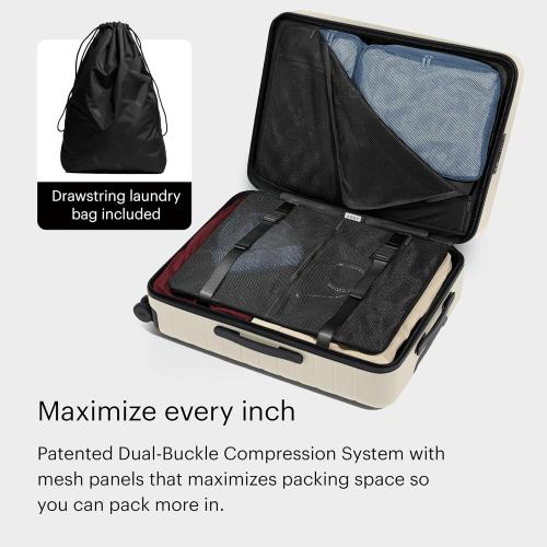 Away Medium Checked Luggage - 26-Inch Lightweight Hardside Suitcase with Custom WhisperGlide 360° Wheels, Interior Compression System, TSA-Accepted Lock - Salt White Matte