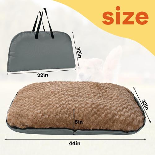 MABOZOO Foldable Travel Dog Bed, Outdoor Camping Dog Bag Bed Pet Pad with Carry Handles, Waterproof Pet Mattress Mat for Small, Medium, and Large Dogs Cats (Gray, 44x32x5 in)
