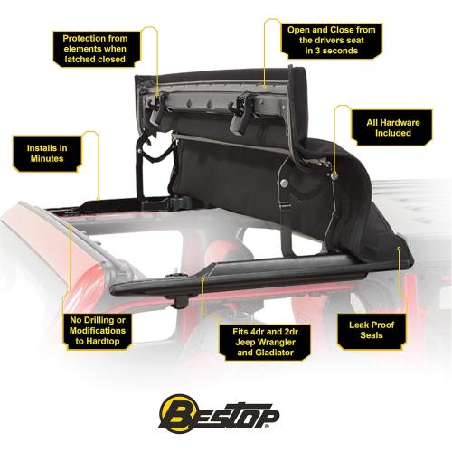 Bestop 5245335 Sunrider for Hardtop for 2007-2018 Wrangler JK 2-Door & Unlimited
