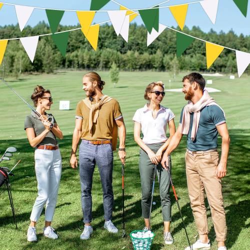 MARFOREVER 28 FT 30 Pcs Spring Yellow Green White Pennant Banner Flags