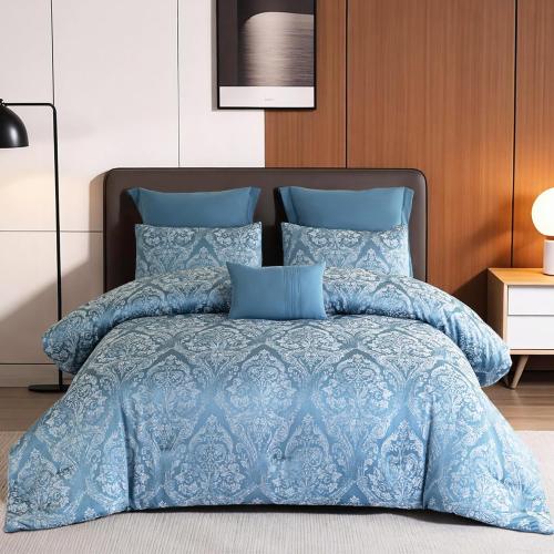 ALPHA HOME Queen Size Comforter Set - Jacquard Bedding Set for All Season Comfort, Luxurious Elegance Pillows Included (1 Comforter, 2 Pillow Shams, 2 Euro Shams)