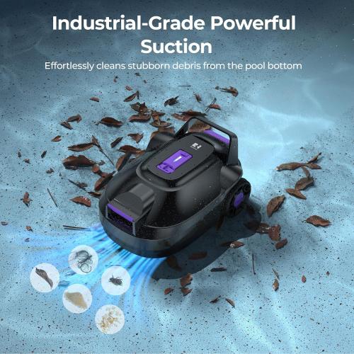 Robotic Pool Cleaner with Dual-Drive Motors,180Min Runtime, Powerful Pool Vacuum for Above-Ground & Flat Poolsu p to 1076.39 sq.ft,Auto-Parking Design,Double Suction Port