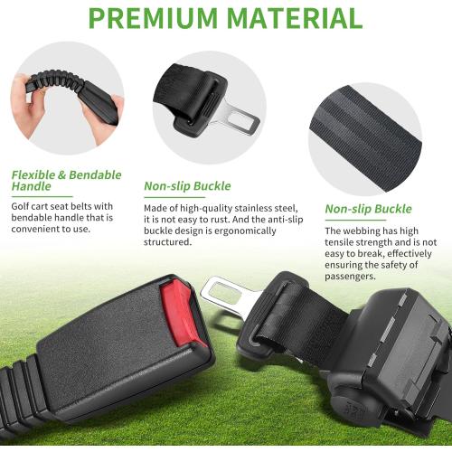 10L0L 4PCS Universal Retractable Golf Cart Seat Belt Kit for Yamaha, EZGO, Club Car, Fits Front Rear Seat (Not Include Bracket)