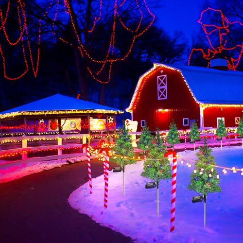 Solar Christmas Tree Garden Stake Lights Waterproof Christmas Decorations Tree Lights Outdoor Xmas Tree Light Christmas décor Pathway Lights Patio Yard (Color, 2pcs