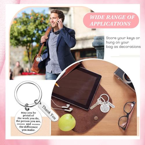 Yinkin 150 Pcs Employee Appreciation Gifts Bulk Thank You Keychains for Coworkers Teams Volunteers Appreciation Keychain