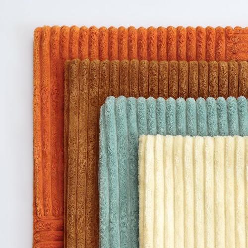 OTOSTAR Set of 4 Decorative Throw Pillow Covers Soft Striped Corduroy Boho Square Pillow Cases Fall Mix and Match Home Decor for Sofa Couch Living Room Bedroom Farmhouse 22x22 Inch, Orange Teal