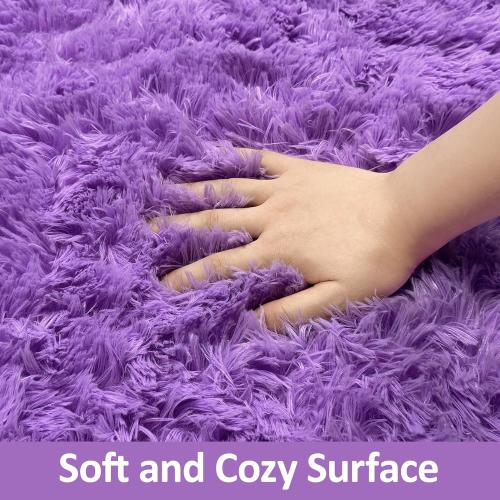 Runner Rug for Bedroom 2x6 Purple Fluffy Shaggy Rug Soft Plush Fuzzy Area Rug Bedside Runners for Hallway Kids Nursery Dorm Playroom Living Room with Non Slip Modern Indoor Decor Carpet