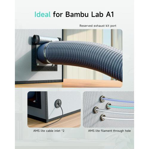 3D Printer Enclosure for Bambu Lab A1, Large Size Enclosure with LED Light, Fireproof Waterproof Dustproof Noise Reduction Constant Temperature 3D Printer Cover, 550x670x600MM