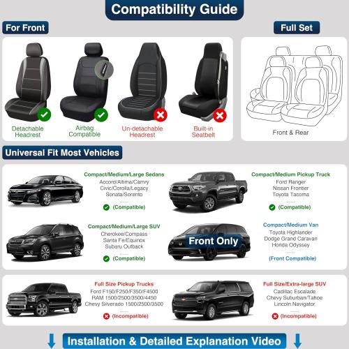 OASIS AUTO Car Seat Covers Premium Waterproof Faux Leather Cushion Universal Accessories Fit SUV Truck Sedan Automotive Vehicle Auto Interior Protector Front Pair (OS-004 Black&Teal)