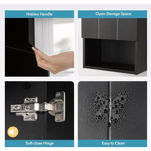 VANIRROR Bathroom Wall Cabinet with Single Door, Soft-Close Hinges, 15x27 inch Wooden Medicine Cabinet for Small Kitchen, Laundry, Entryway, Durable MDF Construction