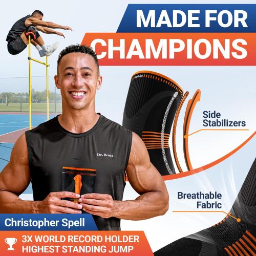 DR. BRACE ELITE Knee Brace with Size Stabilizer (2 Pack) Knee Brace for Women & Men, Workout, Sports, Daily Knee Compression Sleeve for Maximum Knee Pain Support & Fast Recovery (Mars, XXX-Large)