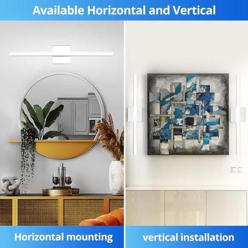 Combuh Bathroom Light Fixtures Over Mirror, 24 Inch IP44 9W Morden Vanity Light Bar for Bathroom, Chrome Wall Lighting Fixtures, Cool White 6000K