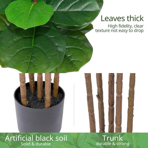 2 Pack Fiddle Leaf Fig Tree - Artificial Ficus Tree with Tall Artificial Plants Large 69 Fiddle Leaves -Fake Trees for Indoor Outdoor Home Decor Living Room