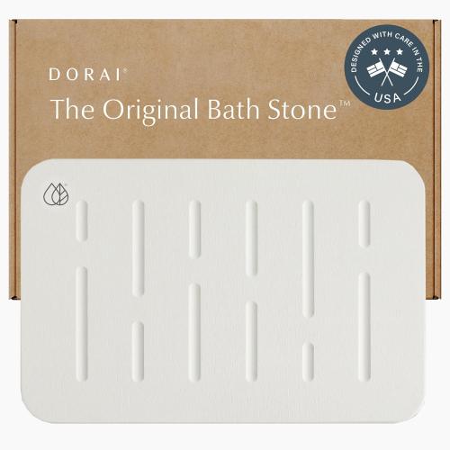 Dorai Home Stone Bath Mat - Premium Diatomaceous Earth Bath Floor Mats with Non-Slip Base, Fast-Drying Modern Shower Mat for Bathroom | Rain Sandstone - 23.6x15.4