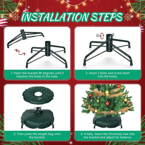 Christmas Tree Stand, Christmas Tree Stand for Artificial Tree, Christmas Tree Base for 4-6 Feet Artificial Trees, Metal Xmas Tree Holder Fits 0.5-1.37 Inch Tree Pole, DarkGreen