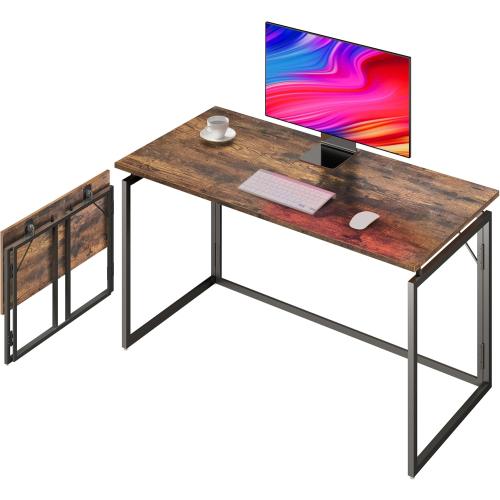 Folding Desk 40 Inch - No Assembly Small Foldable Desk for Small Space Minimalist, Space Saving Collapsible Compact Desks Portable Table for Craft, Writing, Study and Work