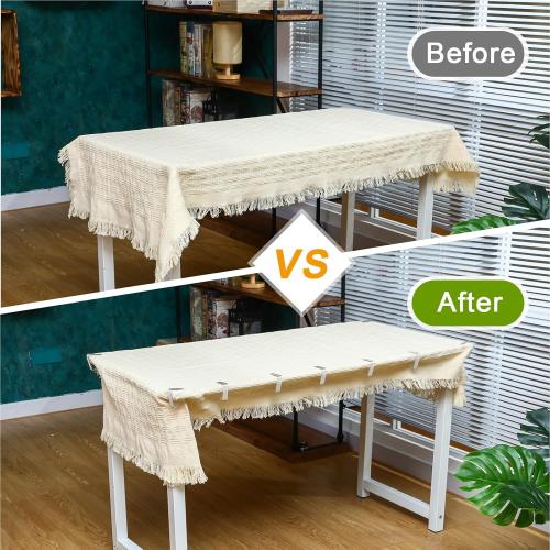 Yerliker 60 Pcs Table Skirting Clips with Hook and Loop Plastic Tablecloth Clips for Meeting Party Indoor Outdoor Events (Clear,Large)