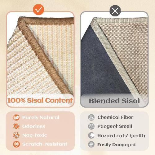 Sisal Cat Scratcher Bed for Indoor Cats Hammock for Scratching Pad Cat Chair Nartural Sisal Scratch Post for Large Cats Scratcher Lounge, Wooden Cat Furniture(Standard Edition)