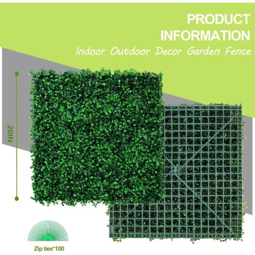 AOKIE 20X20 Artificial Grass Wall, 24Pcs Boxwood Hedge Wall Panels UV-Anti Grass Backdrop Wall Decor, Greenery Privacy Hedge Screen for Indoor Outdoor Patio Balcony, Party Garden Fence Decor
