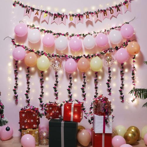 MARTINE MALL Flower Garland - 5 Strand 41Ft Rose Vines for Bedroom, Purple Rose Floral Decor