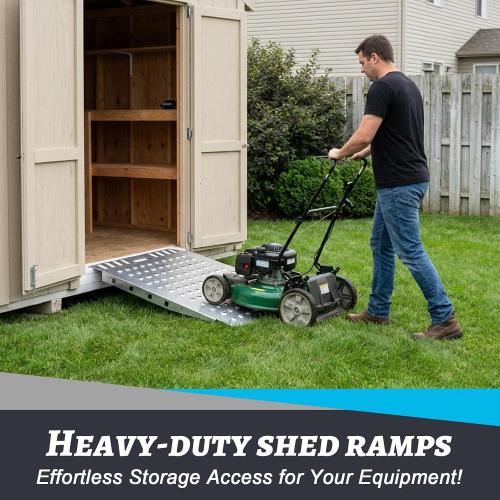 Heavy-Duty shed ramp 1500LB Galvanized Steel Perforated Plate ramp with Anti-Slip Design, Suitable for lawnmowers, All-Terrain Vehicles,and Garage Door Sills. (Silver, 1PC (29 L x 24 W))