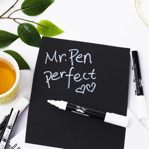 Mr. Pen- White Chalk Markers for Blackboard, 4 Pack, Reversible Tip, White Liquid Chalk Marker, Non-Toxic Liquid Chalkboard for Windows and Glass, Erasable Markers