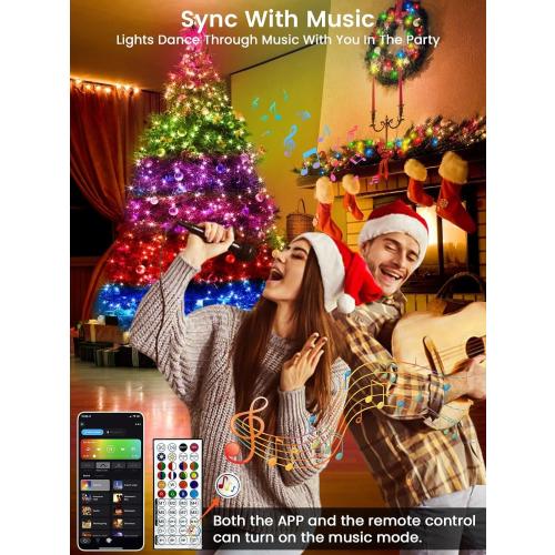 240LED Smart Color Changing Christmas Lights App Controlled, 95FT Waterproof RGB Twinkle String Light Music Sync Multiple Modes, Christmas Lights with Remote & Timer Indoor Outdoor Xmas Decorations