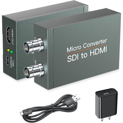 SDI to HDMI Converter with SDI Loop Out, 1080p HD-SDI / 3G-SDI/SD-SDI to HDMI Video Audio Converter, BNC to HDMI Adapter for SDI Camera Monitor Projector