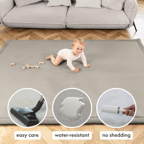 Hakuna Matte CloudSoft Baby Play Mat for Floor 60 x 80 Dark Gray – Coral Velvet Memory Foam Rug for Crawling & Cozy Play – Non-Slip, Water-Resistant, Easy-Care Tummy Time Mat, Playmat for Playpen