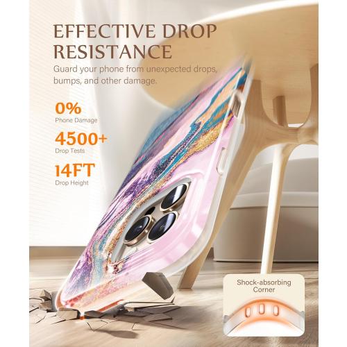 GVIEWIN for iPhone 16 Pro Max Case Compatible with MagSafe, with Screen & Lens Protectors, Military-Grade Protection Slim Marble Shockproof Magnetic Phone Case for 16 Pro Max 6.9, Dreamland River