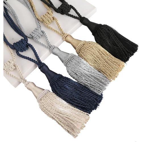 2 Pack Rope Large Curtain Tiebacks with Tassel Curtain Holdbacks