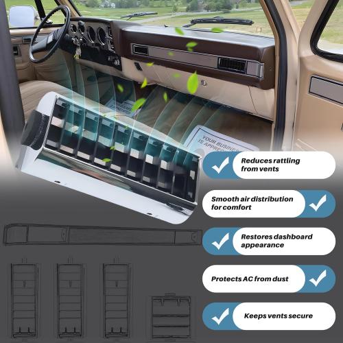 DP7898RNH DP2560 Dash AC Vent Plate Air Condition Cover for 1981-91 Chevy Blazer Suburban GMC Jimmy,for 1981-87 Chevrolet Silverado C10,3979751 14014536 A/C Dashboard Vent Kit for Chevy GMC 1981-87