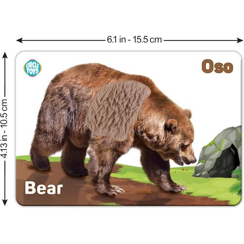 My Touch and Feel English Spanish Bilingual Picture Double Sided Sensory Flash Cards for Infant, Toddlers, Kids, Learn Animals, Fruits, Objects and Vehicles, Fun Learning and Educational Flashcards