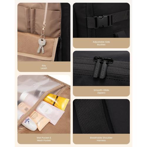 LOVEVOOK Travel Backpack for Women & Men, 40L Large Carry On Backpack Airline Approved, TSA Personal Item Weekender Bag, Water Resistant Laptop Backpack with 3 Packing Cubes for Travel Essentials