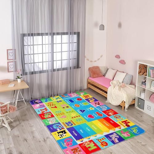 Baby Play Mat Kids Rug for Floor, Playmat for Kids Toddlers Infant, Extra Large Thick Playtime Collection ABC, Numbers, Animals Educational Area Rugs for Playroom (59 x 39.4 Inch)