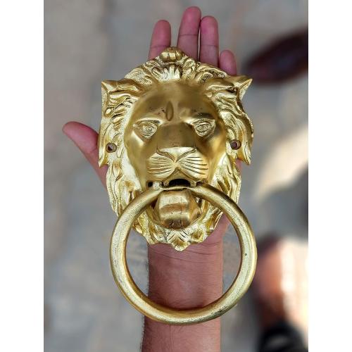 Size 6 StonKraft Brass Lion Door Knocker Knockers Gate Knocker Door Accessories (Lion 6)