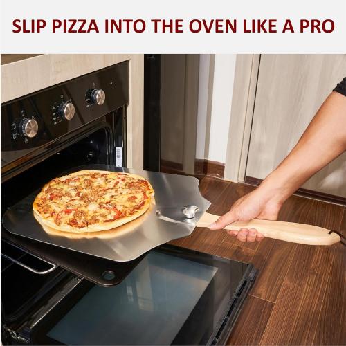 Pizza Peel 16 inch, Approx16 Wx 18 L, Aluminum pizza peel with Foldable Wood Handle and Storage Bag, Non-perforated