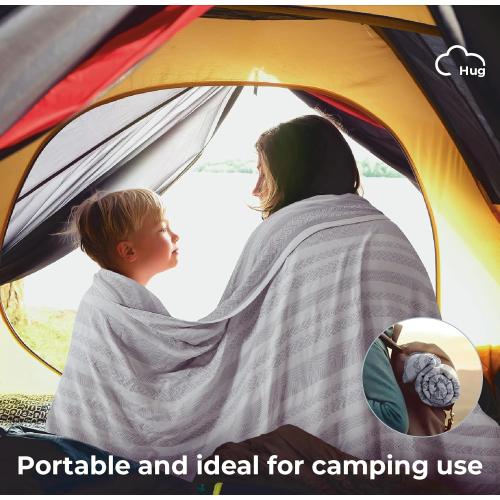 Cooling Throw Blanket for Couch 50x70 inches -70% Rayon Derived from Bamboo & 30% Cotton Breathable Blanket for Hot Sleepers，Lightweight and Soft，Light Grey，Large Throw Blankets for Summer