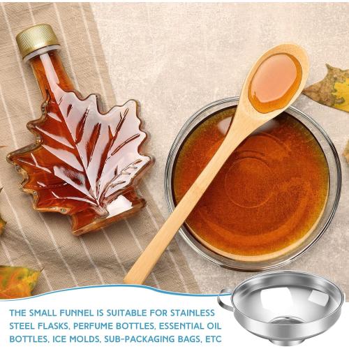 Set of 12 pcs Gejoy 12 Pcs Metal Canning Funnels Set Wide Mouth Mason Jar Funnels for Filling Stainless Steel Kitchen Filter with Strainer Mesh Filter Brushes and Adhesive Hooks, Silver