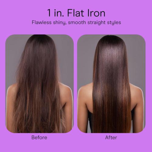 Infiniti PRO CONAIR Tourmaline Ceramic 1 Inch Flat Iron Hair Straightener, 1-Inch Flat Iron to Straighten or Curl, 5 Heat Settings, for All Hair Types and Textures, Dark Grey