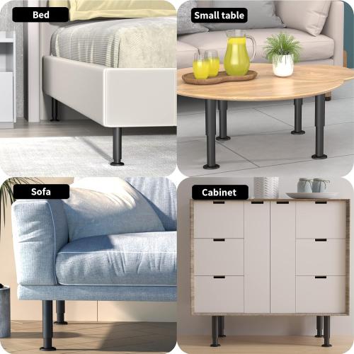 4 Pcs Adjustable Bed Center Support Legs 10-17 inch for Bed Frame/Bed Center Slat, Metal Adjustable Furniture Legs for Bed/Cabinet/Sofa/Dresser/Couch/Table,Heavy Duty Bed Replacement Legs