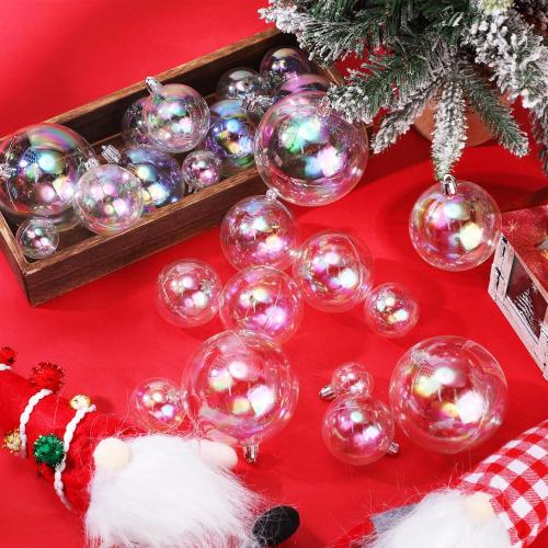 Shappy 50 Pcs Christmas Iridescent Ornaments Halloween, Transparent DIY Shatterproof Hanging Rainbow Ball Christmas Ornament 5 Different Sizes for Party, Wedding, Home Decor (Clear)