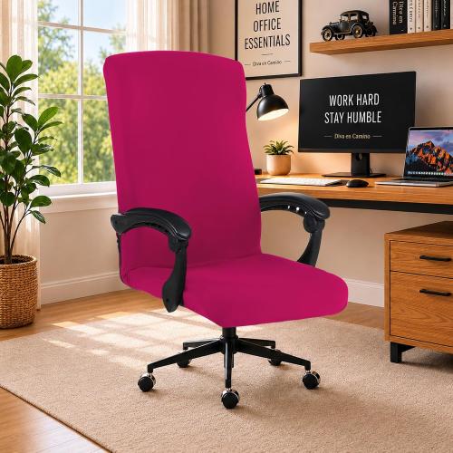 DIVA EN CAMINO DEC Computer Office Chair Cover Stretch Spandex Fabric Rotating Chair Slipcovers Removable Chair Seat Covers Furniture Protector Covers (Hot Pink)