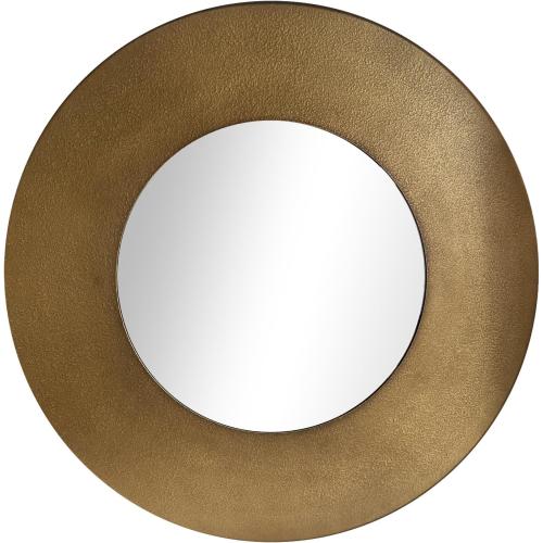 Gold 27 Inch Round Wall Vanity Mirror, Vintage Bronze Mirror Metal Frame, Anti-Rust Wall Mounted Mirror Home Decorative for Living Room, Bedroom, Bathroom, Restroom, Farmhouse