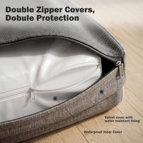 Pawfect Orthopedic Dog Bed for Small, Medium & Large Dogs, Memory Foam Pet Bed with 3 Waterproof Covers, Washable Removable Velvet Cover, Supportive Bolsters, Non-Slip Base (Small: 24.5x20.5x6.5)
