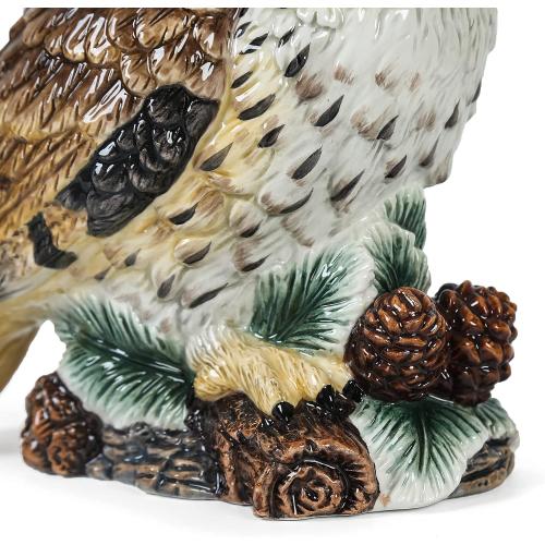 Ceramic Large Collectible Figurines Statue，3D Hand-Painted Owl Home Decoration- 9.45 H